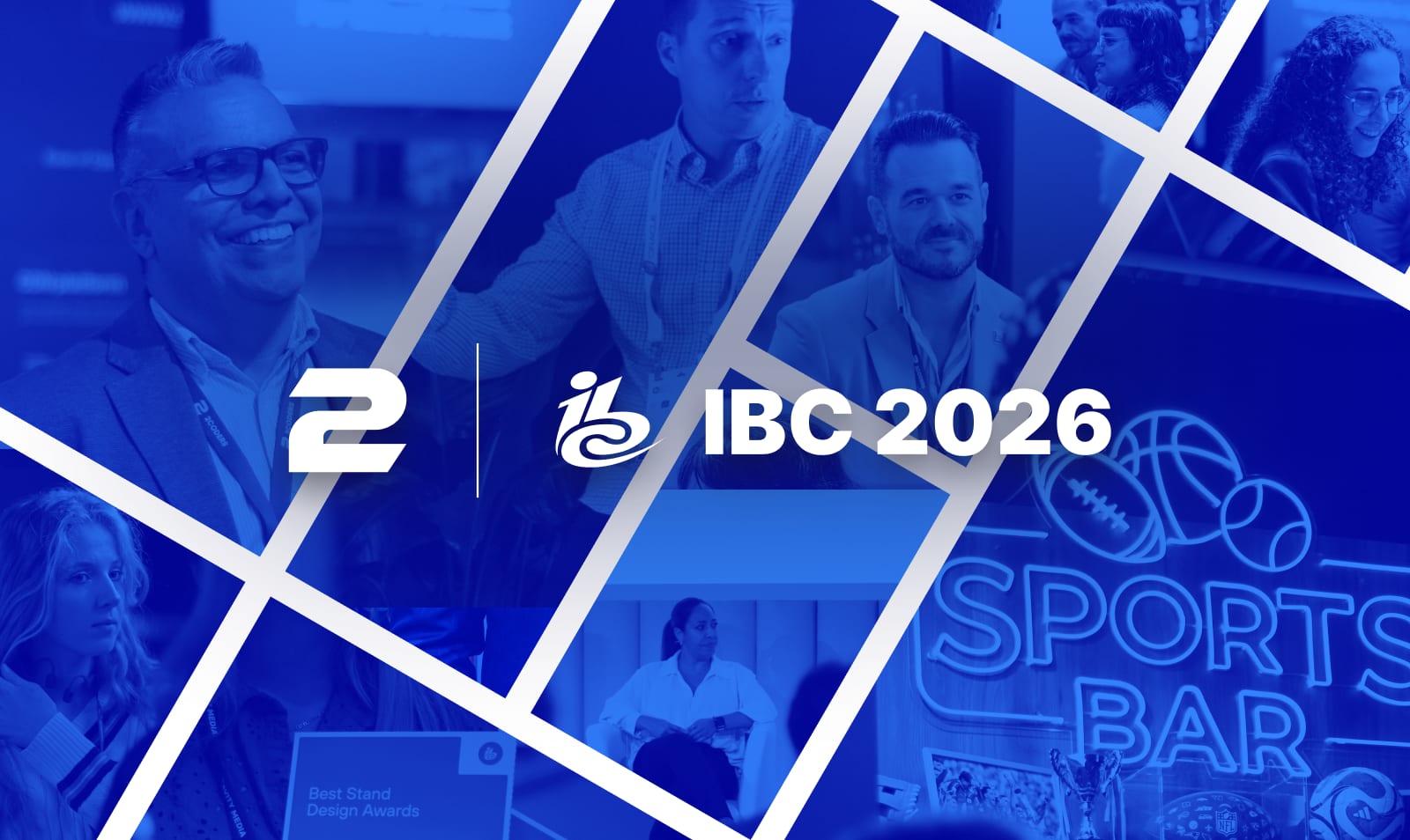 The 2Coders sports bar on the stand at IBC 2026, Hall 5, RAI Amsterdam
