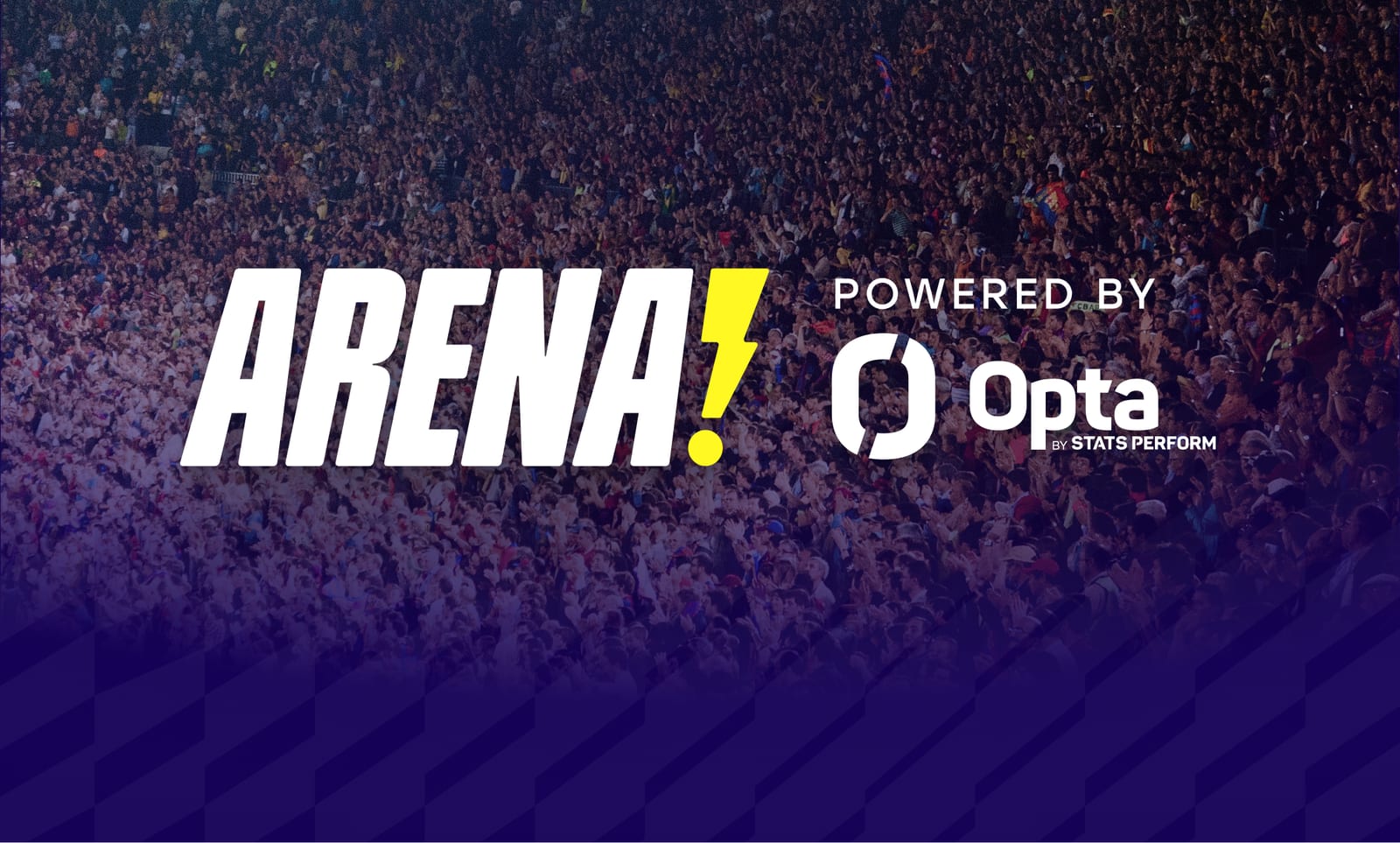 Arena powered by Opta by Stats Perform, boven een vol stadion met fans