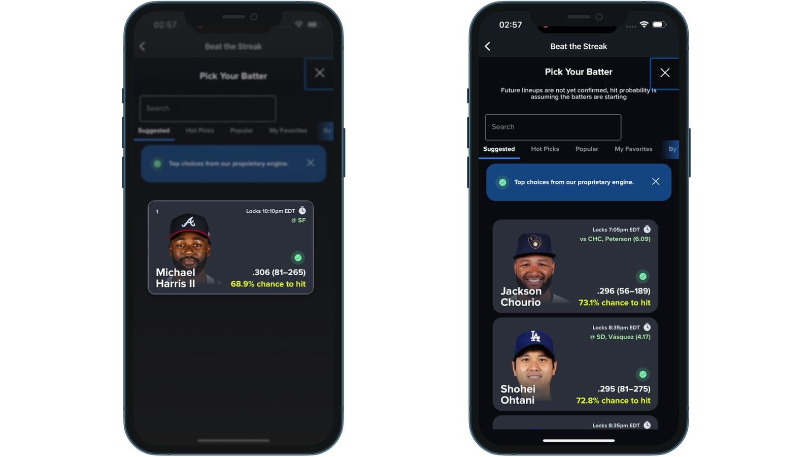 Elección de bateadores en Beat the Streak de MLB con la probabilidad de batazo de cada jugador